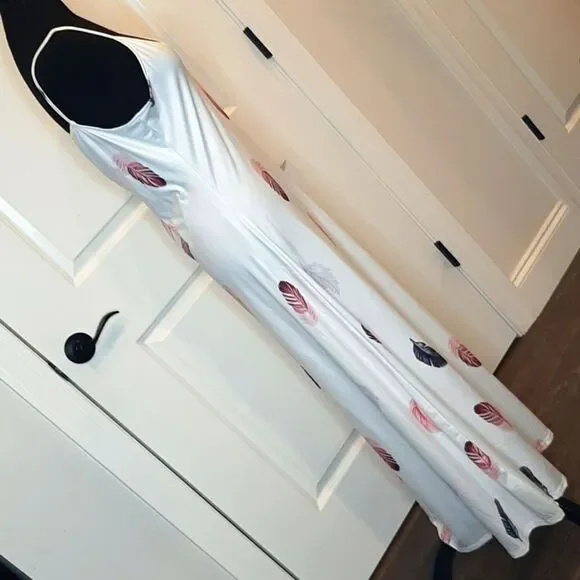 Feather Flowy Silky Maxi Dress - Picture 2 of 9